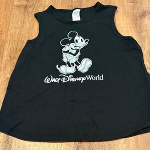 Disney Juniors Black Tank Top with Metallic Mickey Mouse